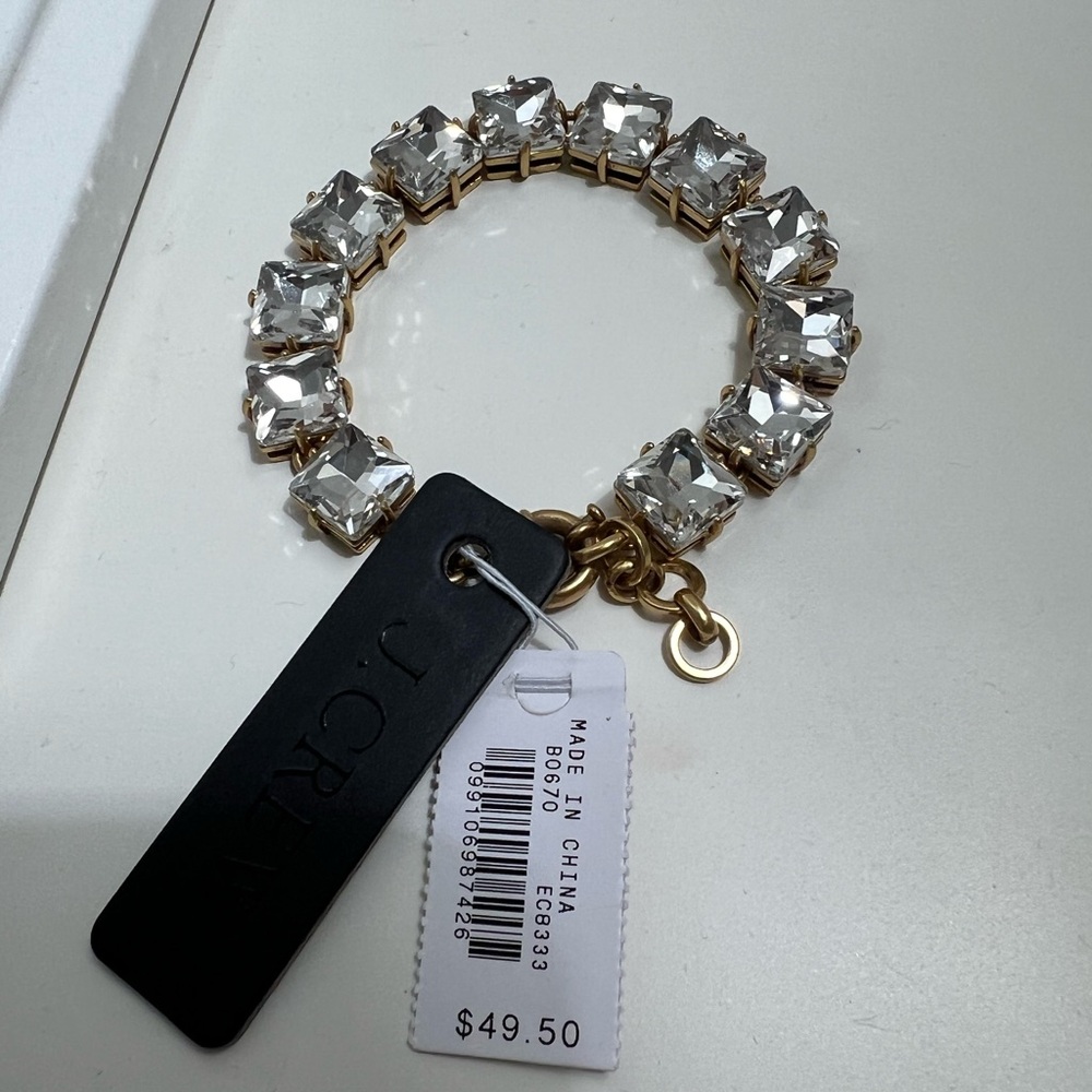 J. Creww Square shaped crystal tennis bracelet.